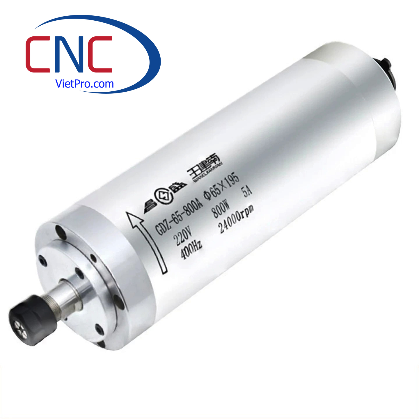 Củ Đục Spindle 800W Làm Mát Nước ER11 Ø65mm 220V 24.000rpm