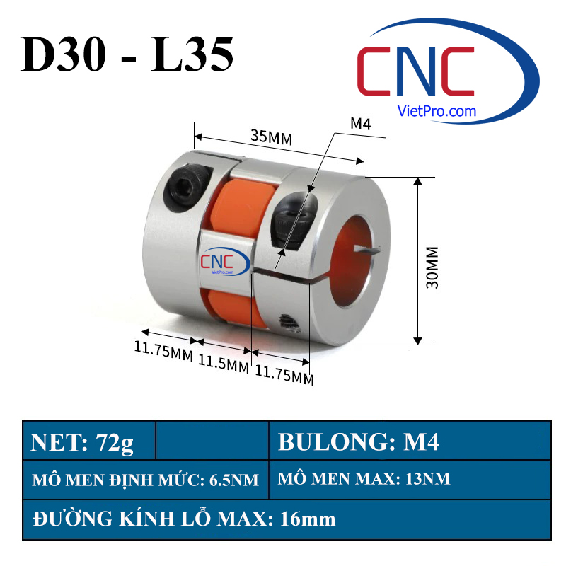 Khớp nối mềm hoa mai nhôm nhiều kích thước cho servo stepper CNC