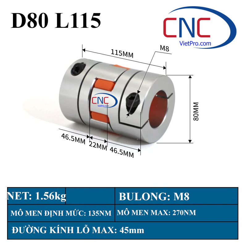 Khớp nối hoa mai nhôm dùng cho động cơ servo và stepper